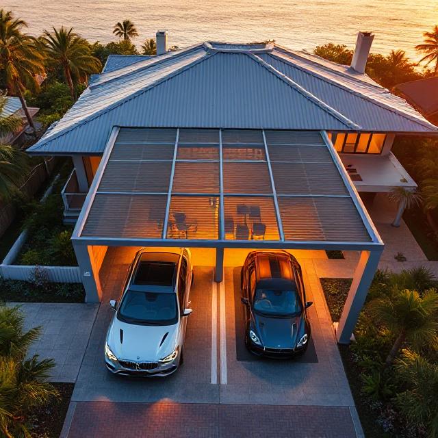 double partialy enclosed carport